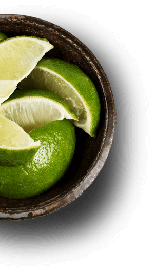 Lime slices in a bowl