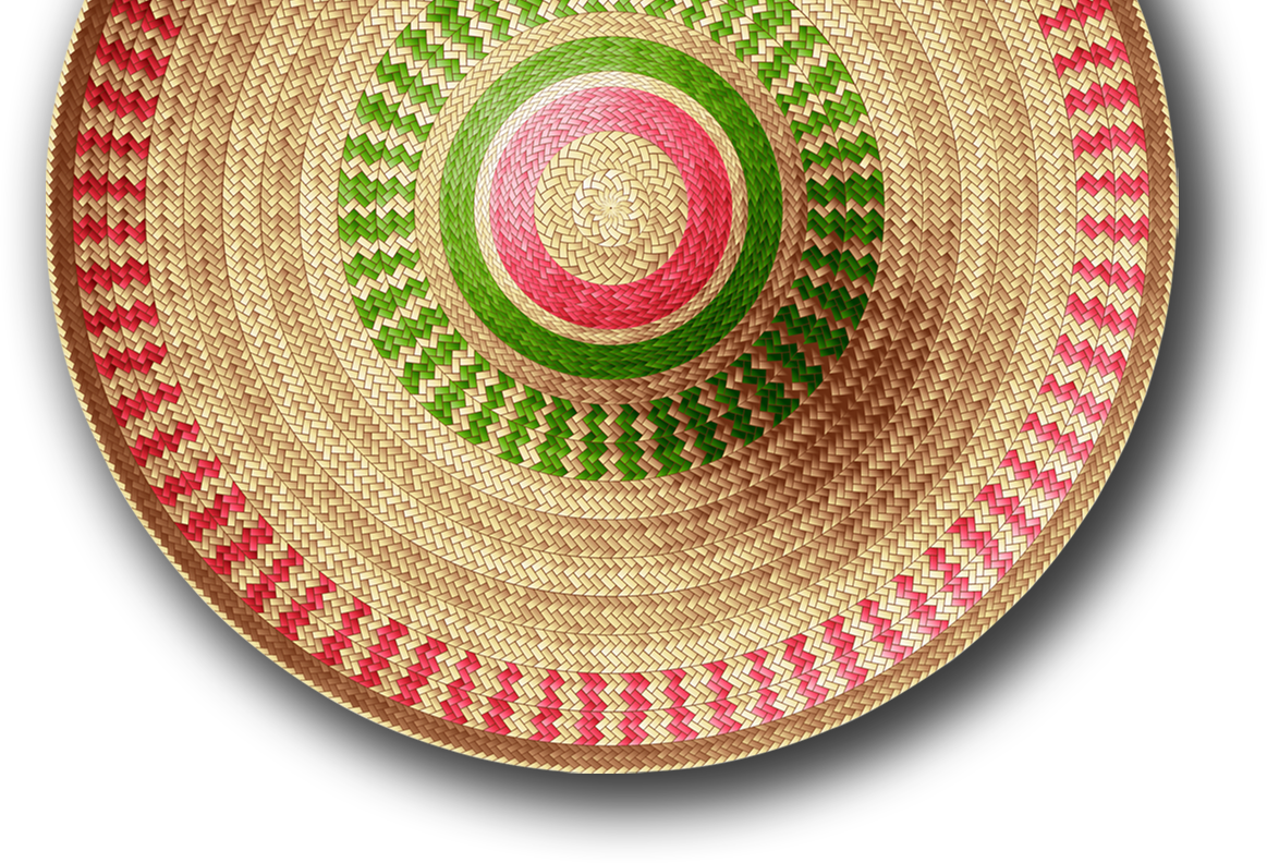 Mexican straw hat with pink and green detail