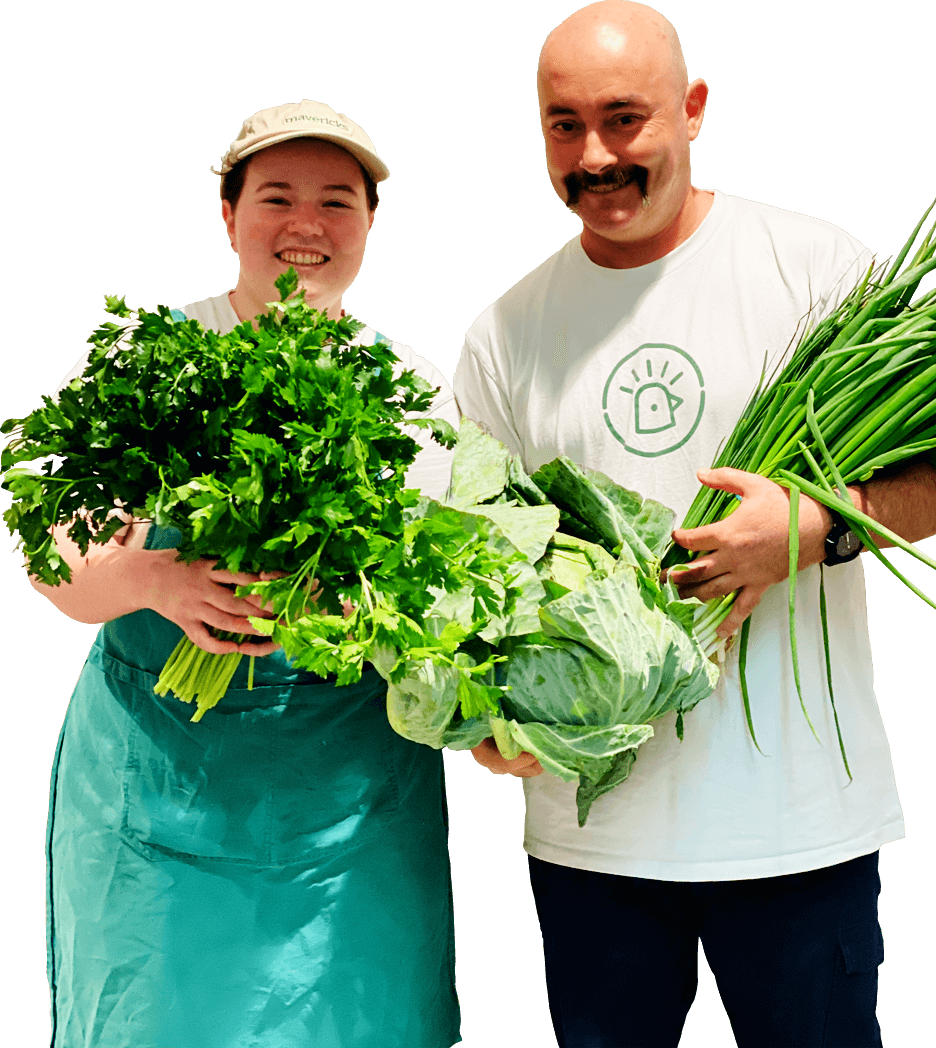 Staff with fresh produce